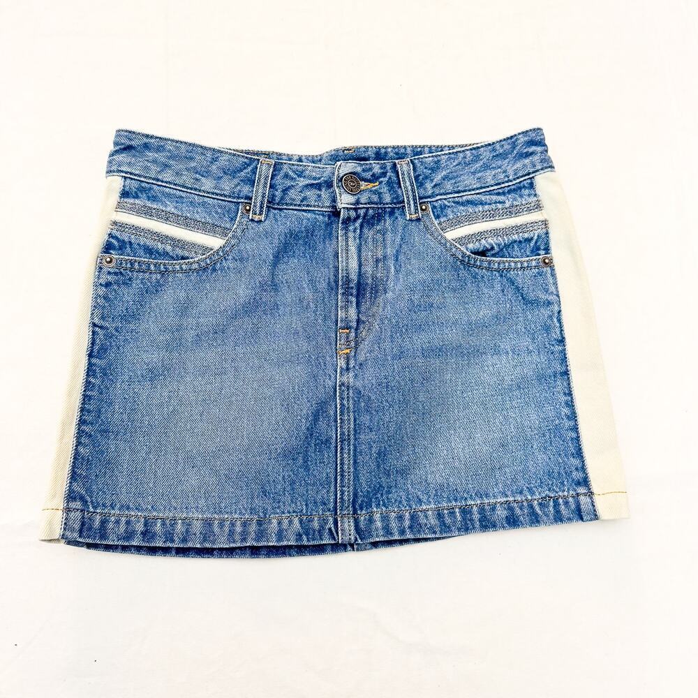 Diesel Y2K Light Wash Contrast Stripe Denim Jean Mini Skirt Size 24